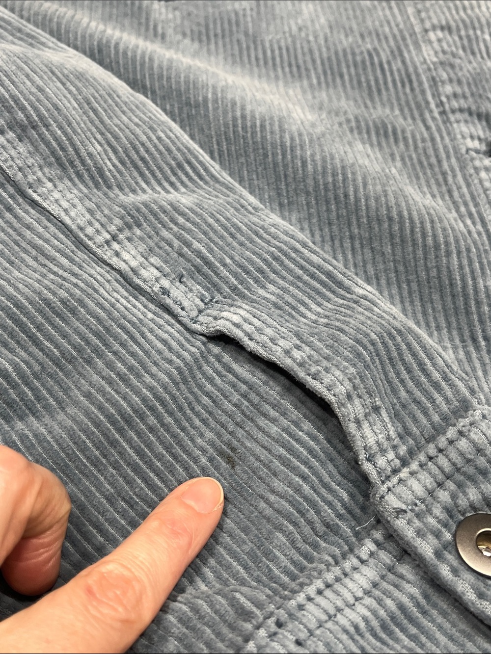 Zara Blue Corduroy Overshirt Shacket Frayed Hem Button Front Medium - Picture 8 of 8